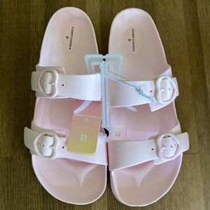 Stoney Clover Lane x Target Pink size 11 Women's Heart buckle Slide Sandals NWT